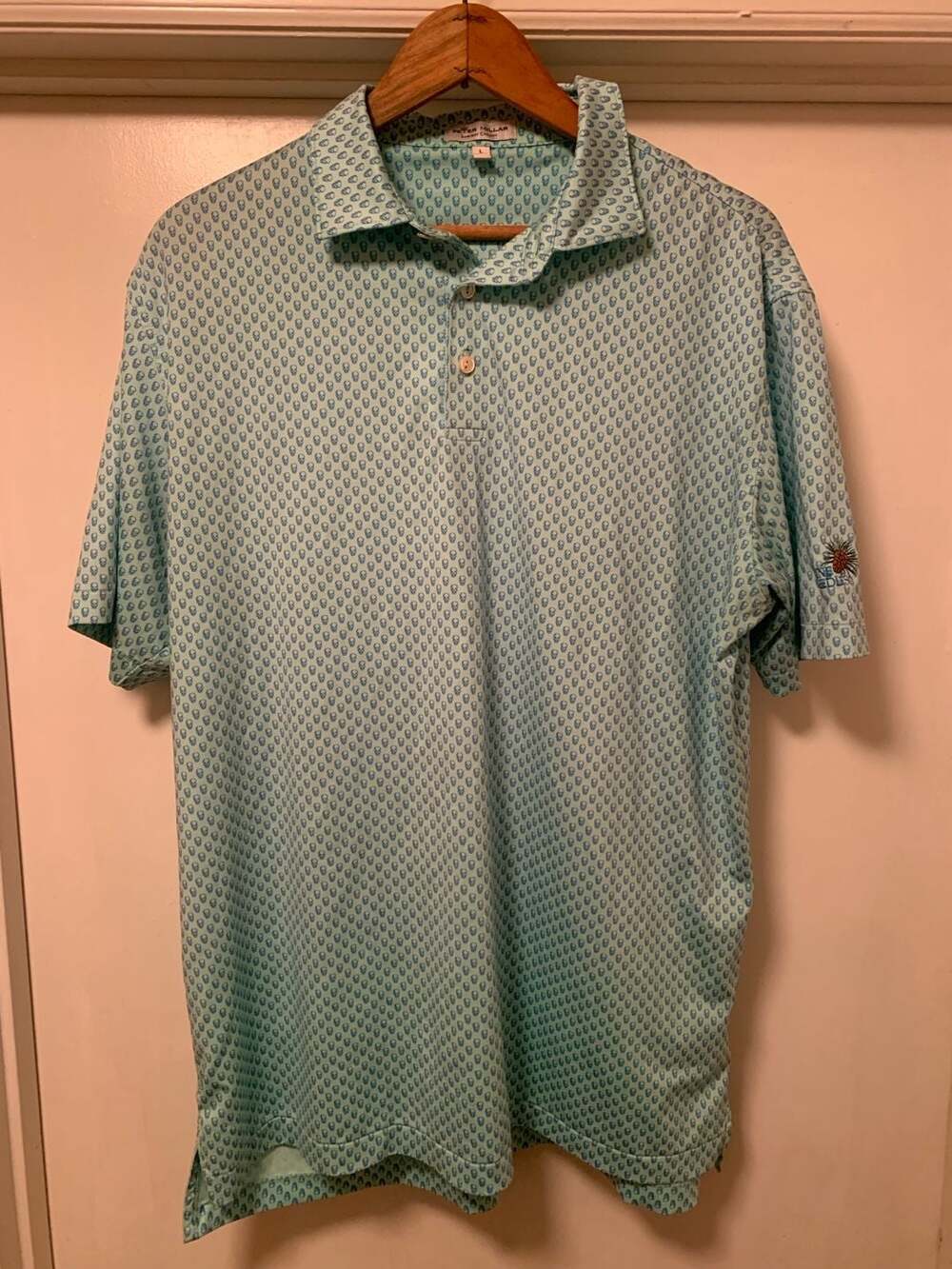 Peter Millar Summer Comfort Pine Needles Golf Club Skull Print Performance Polo